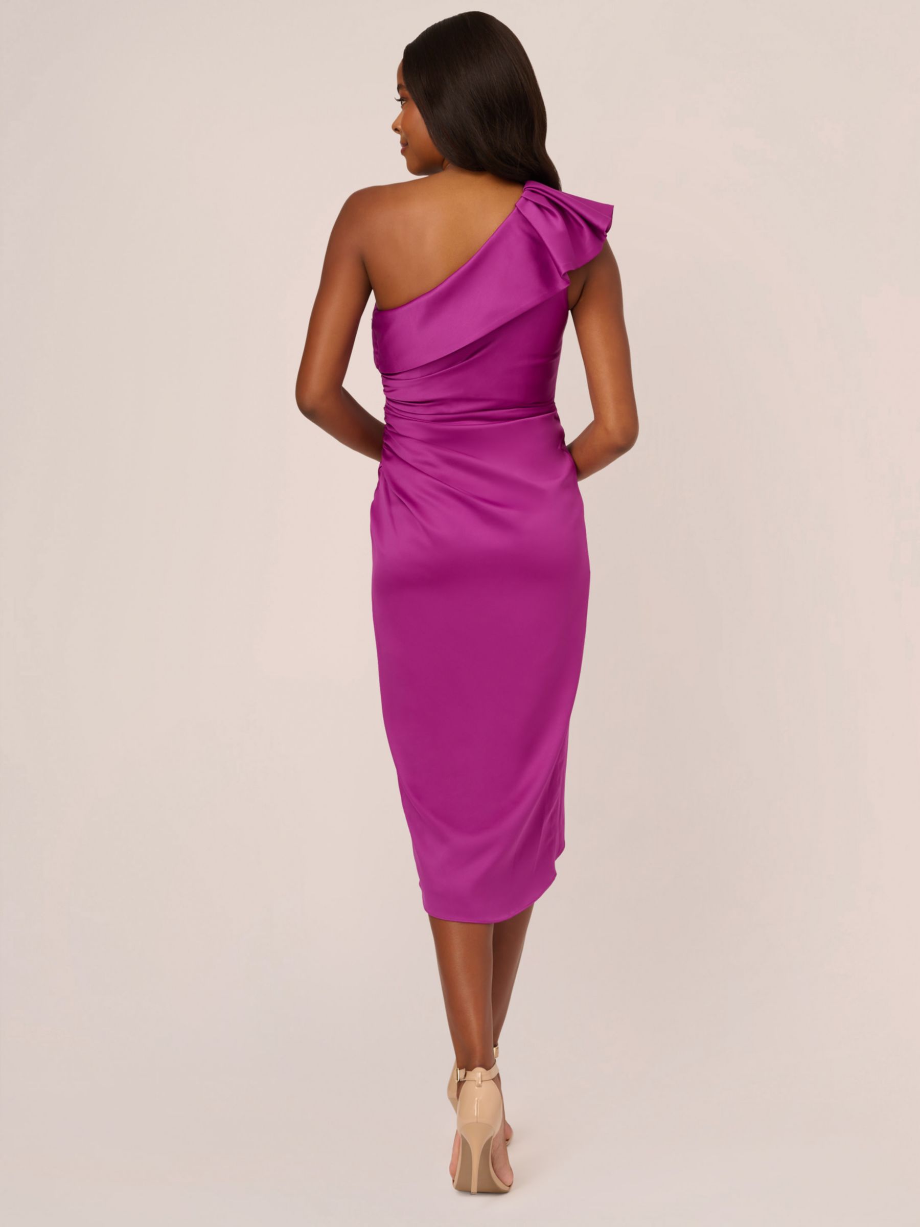 Adrianna Papell One Shoulder Satin Crepe Dress Violet 6