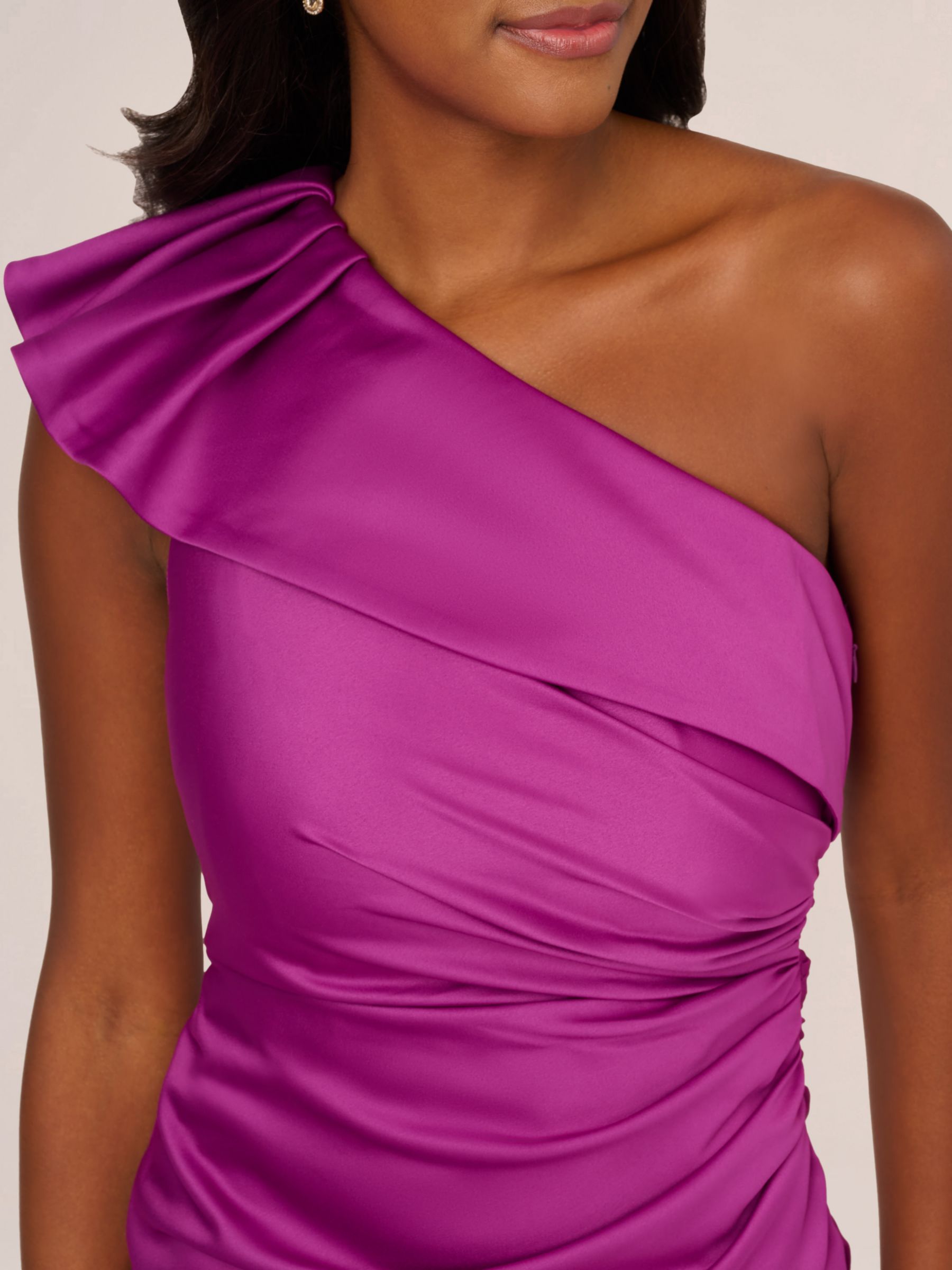 Adrianna Papell One Shoulder Satin Crepe Dress Violet 6