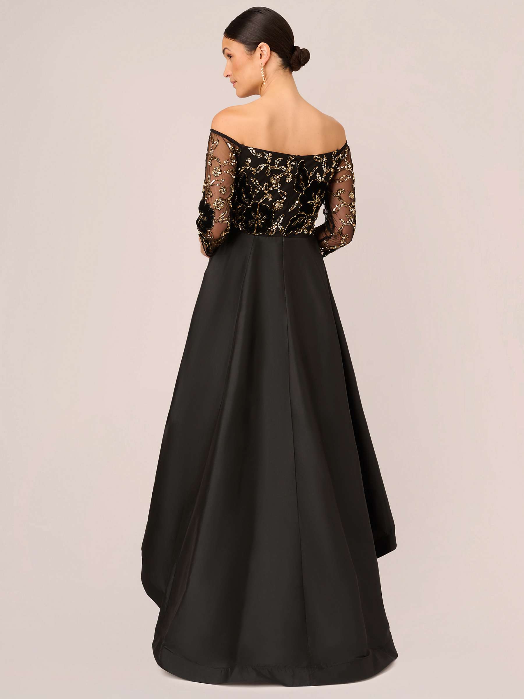 Buy Adrianna Papell Beaded Taffeta Maxi Dress, Black/Gold Online at johnlewis.com