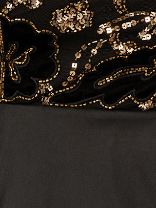 Adrianna Papell Beaded Taffeta Maxi Dress, Black/Gold