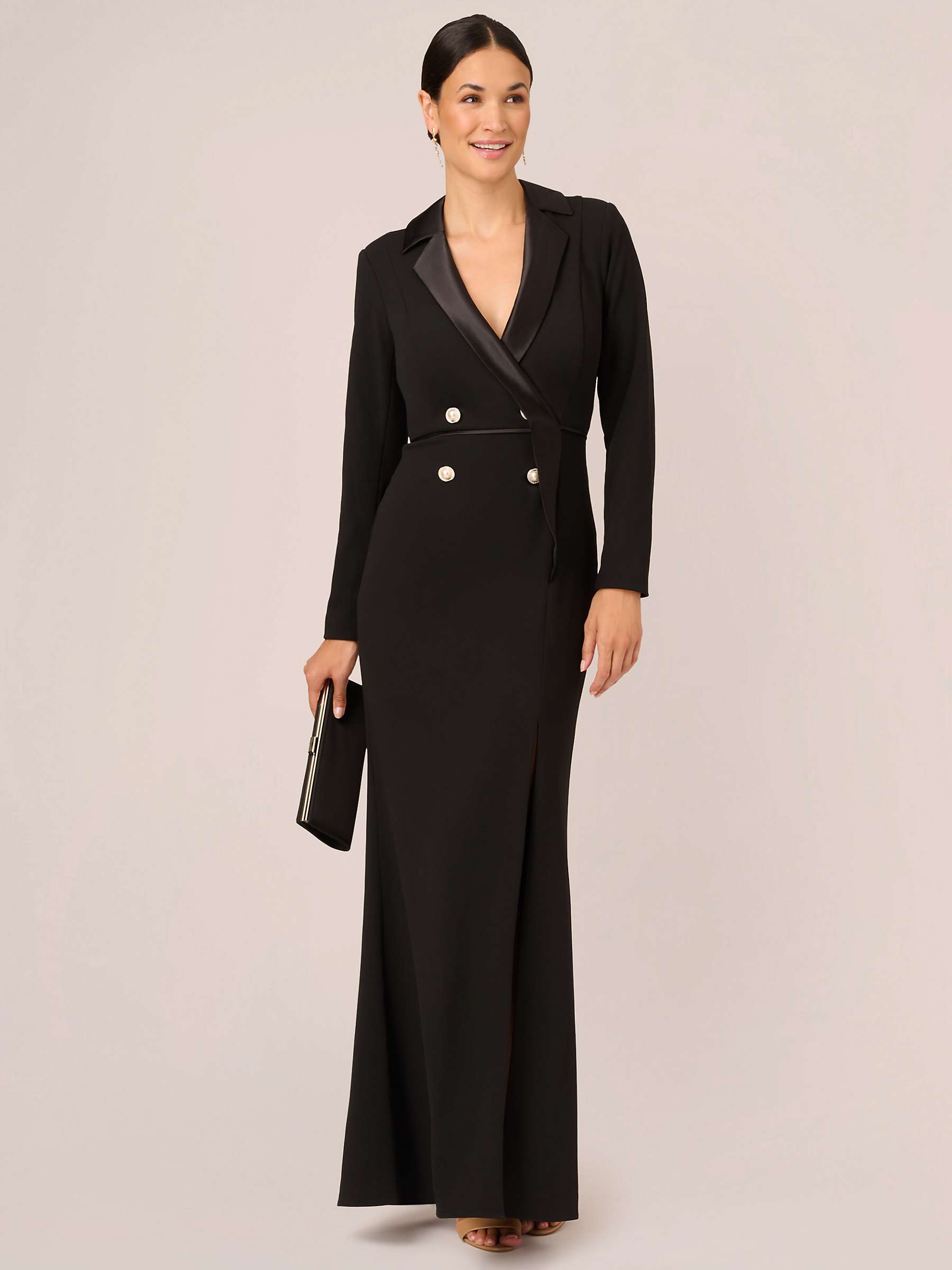 Buy Adrianna Papell Jewel Buttons Maxi Tuxedo Dress, Black Online at johnlewis.com