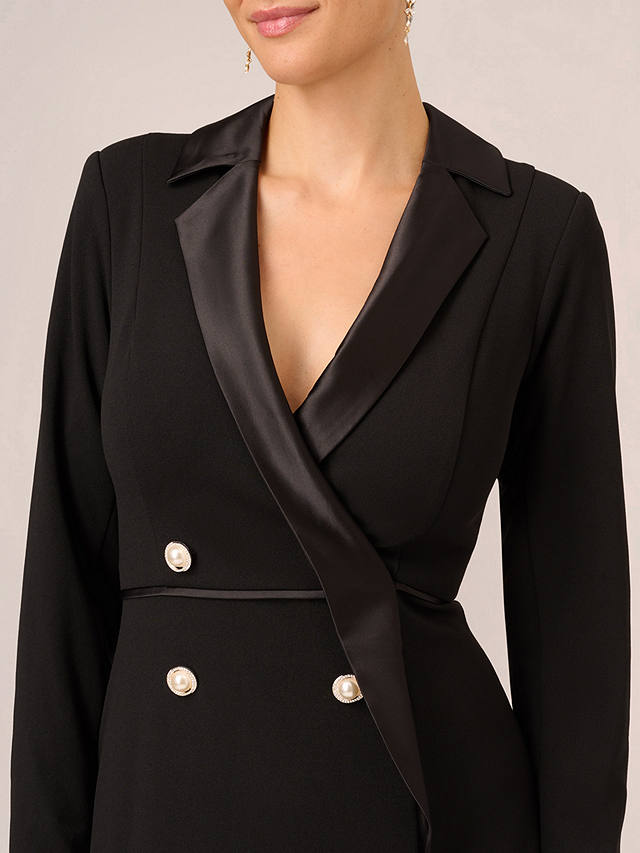 Adrianna Papell Jewel Buttons Maxi Tuxedo Dress, Black
