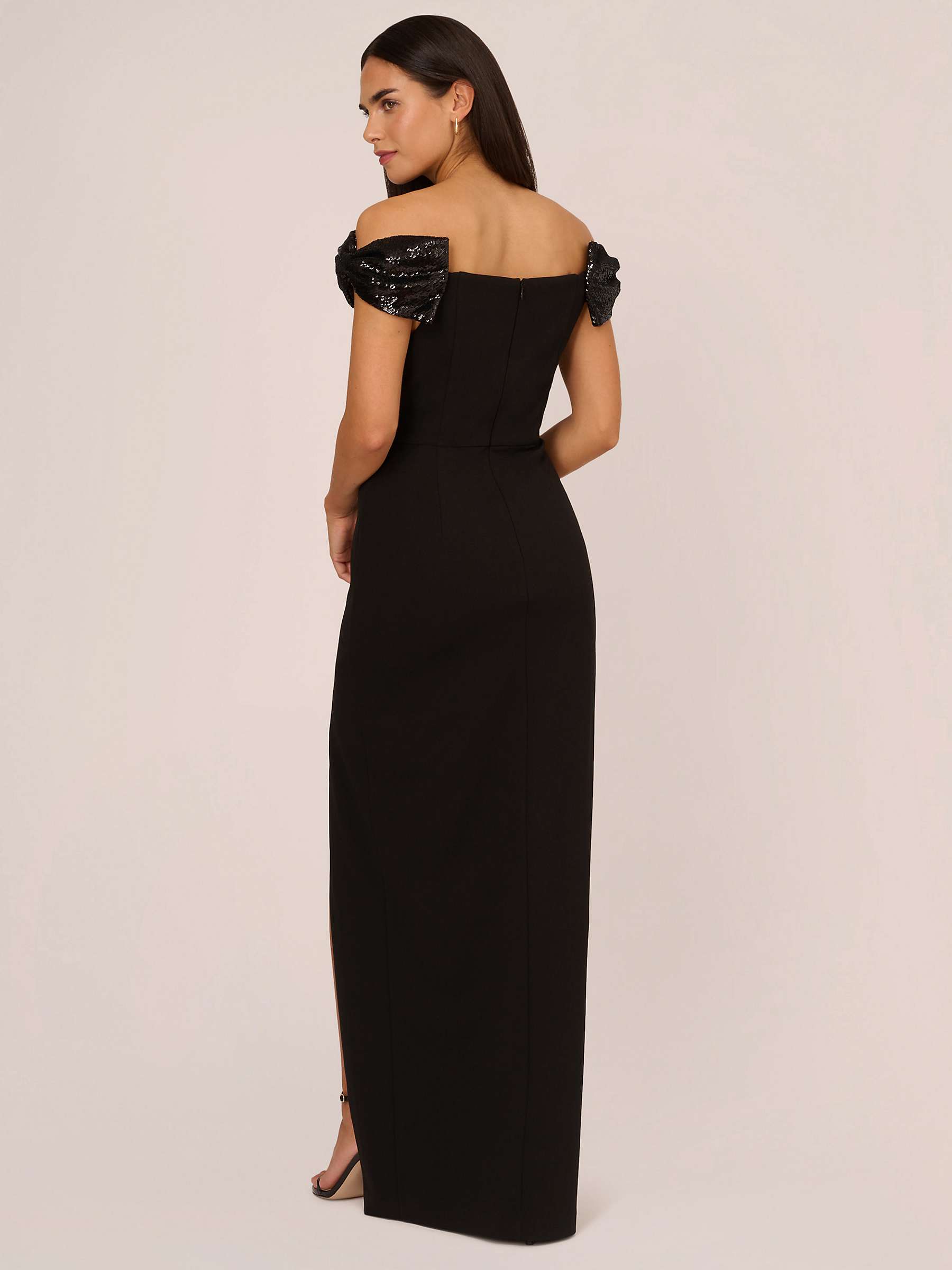 Buy Aidan by Adrianna Papell Stretch Knit Crepe Maxi Dress, Black Online at johnlewis.com