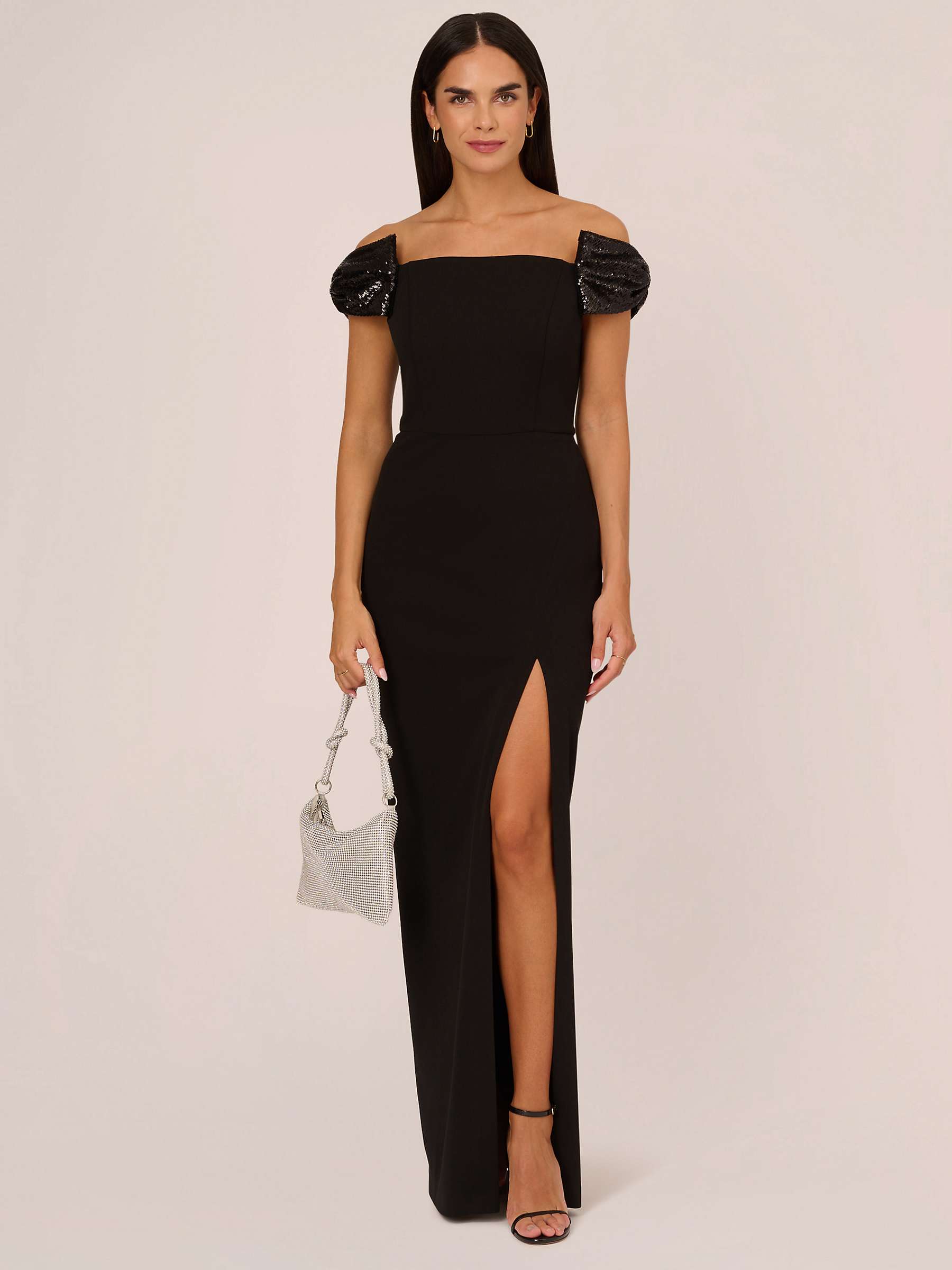 Buy Aidan by Adrianna Papell Stretch Knit Crepe Maxi Dress, Black Online at johnlewis.com