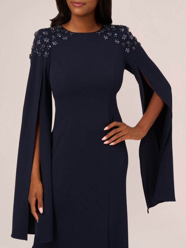 Cape sleeve crepe sheath deals dress