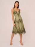 Adrianna by Adrianna Papell Beaded Satin Georgette Dress, Olive, Olive