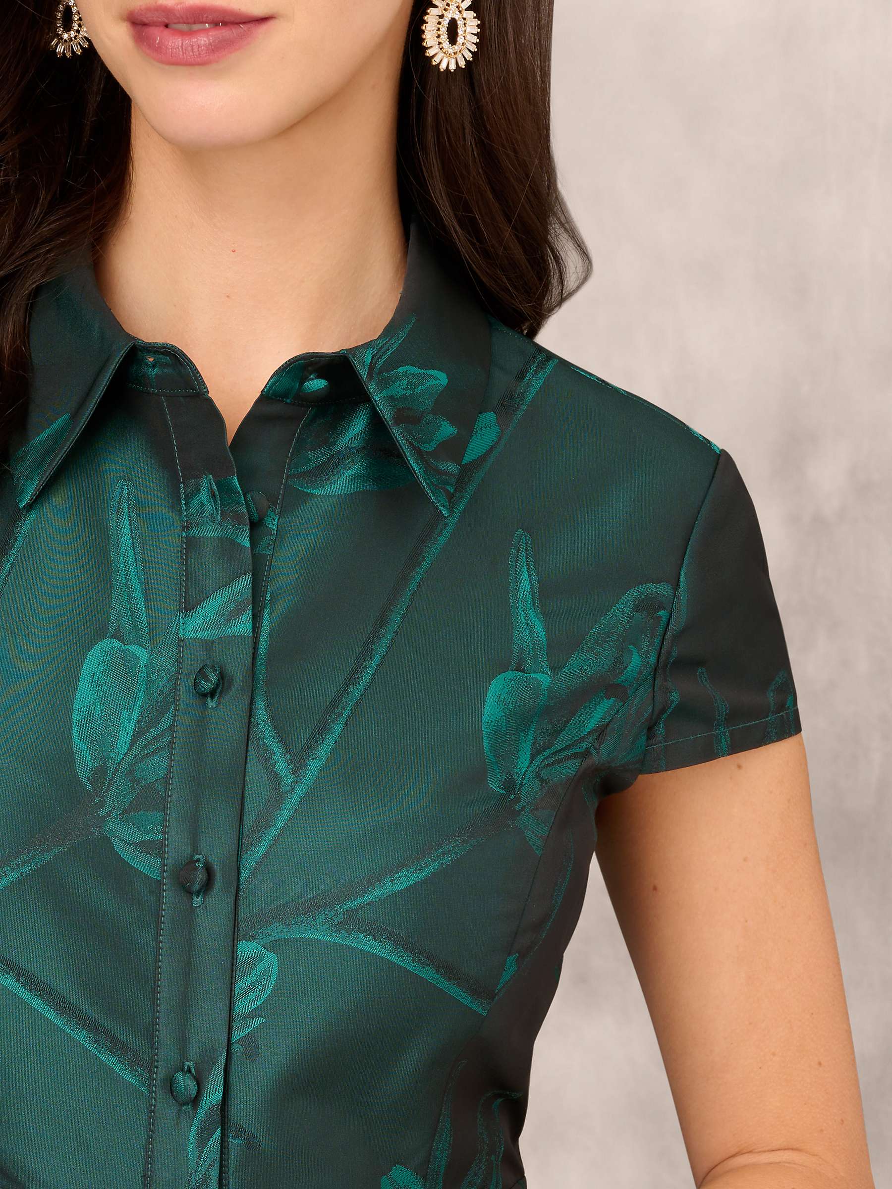 Buy Aidan Mattox by Adrianna Papell Midi Floral Jacquard Shirt Dress, Green Online at johnlewis.com