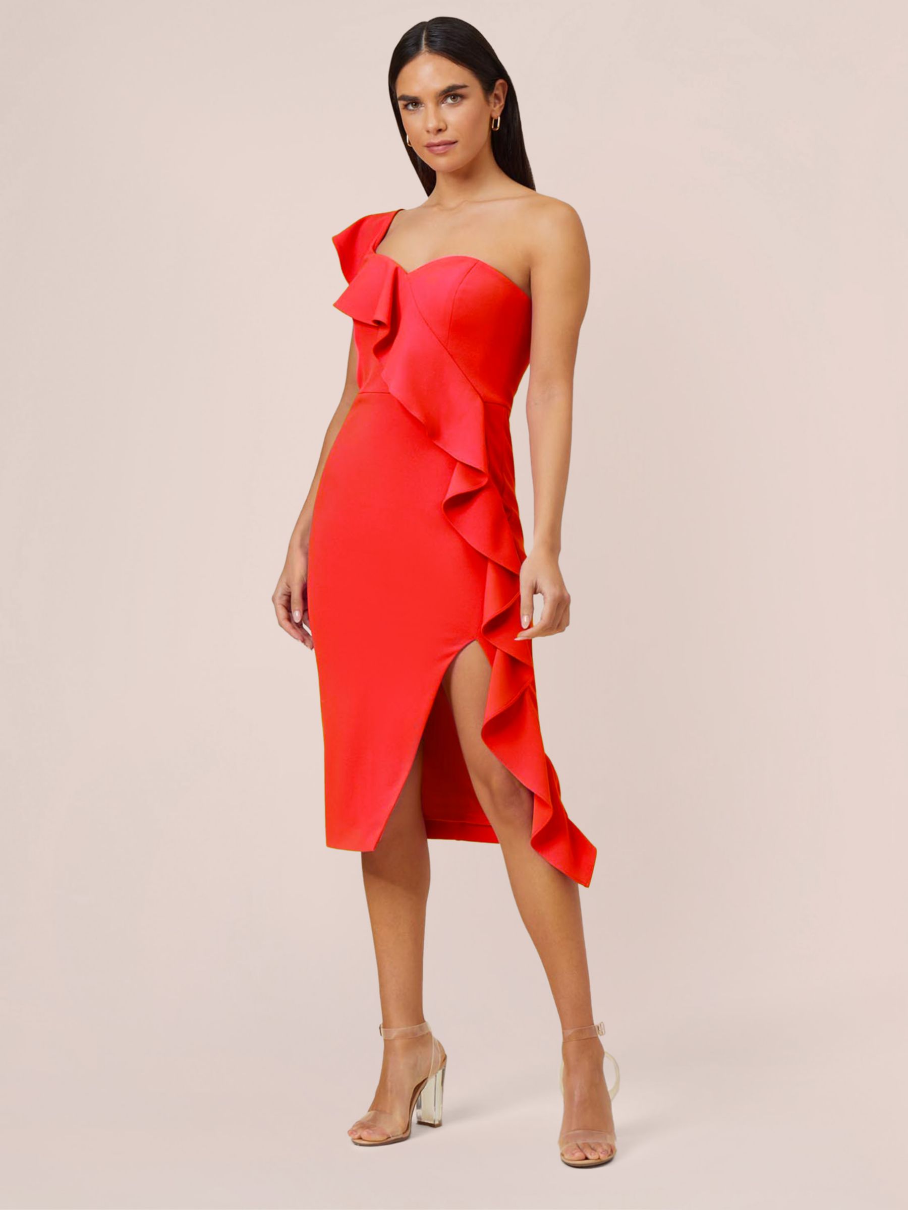 Aidan by Adrianna Papell Knit Crepe Cocktail Dress, Flame Red, 8