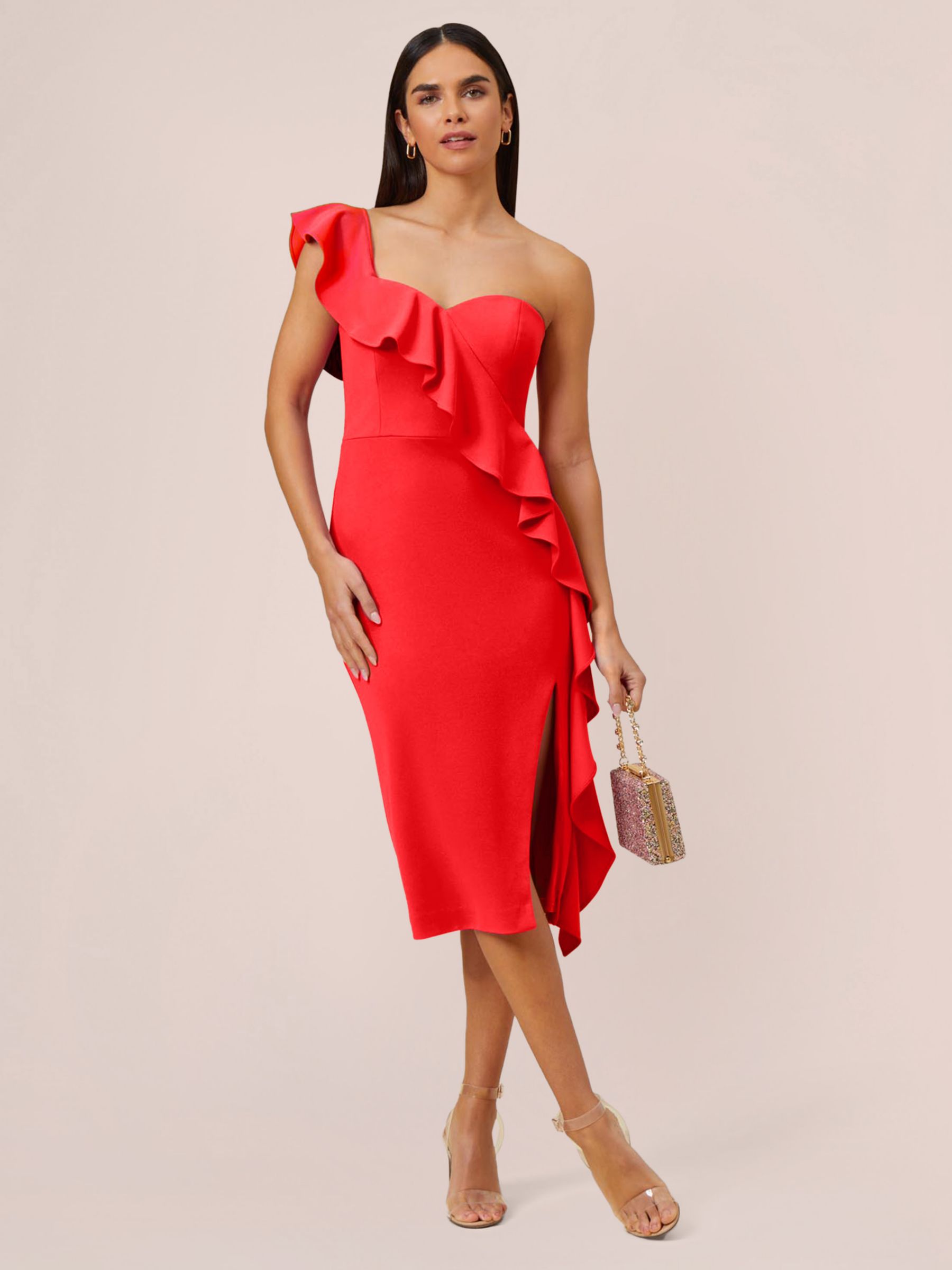 Aidan by Adrianna Papell Knit Crepe Cocktail Dress, Flame Red, 8