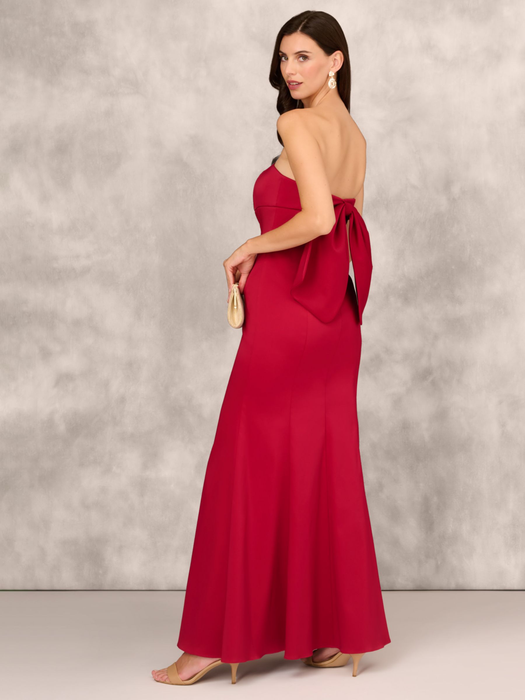 Buy Aidan Mattox by Adrianna Papell Stretch Mikado Maxi Bandeau Dress, Matador Red Online at johnlewis.com