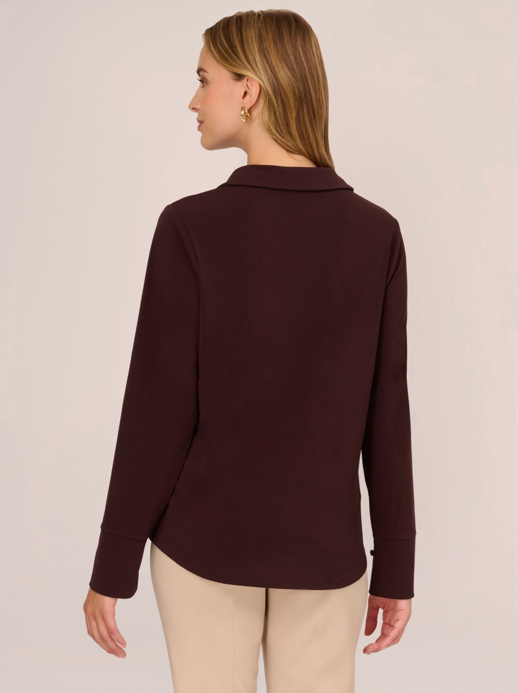 Adrianna Papell Twist Front Long Sleeve Top Chocolate at John