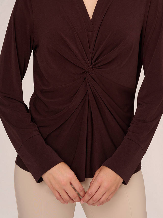 Adrianna Papell Twist Front Long Sleeve Top, Chocolate