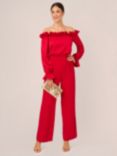 Adrianna Papell Blouson Satin Crepe Jumpsuit, Hot Ruby