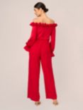Adrianna Papell Blouson Satin Crepe Jumpsuit, Hot Ruby