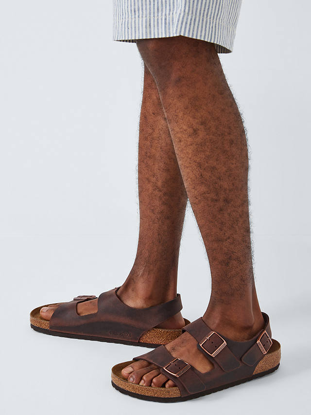 Birkenstock Milano Leather Footbed Sandals, Brown