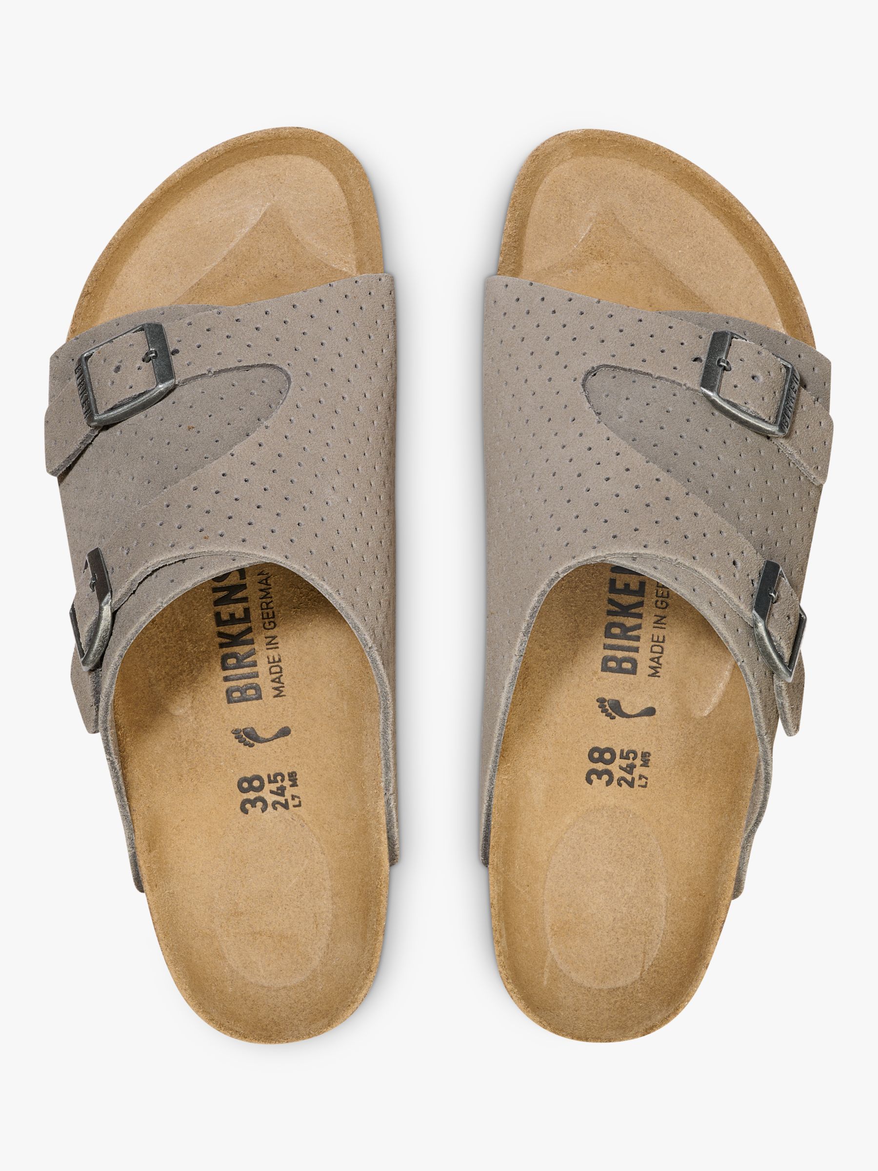 Birkenstock Zurich Dotted Suede Sandals, Grey, 7.5