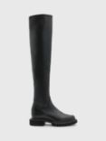 AllSaints Leona Stretch Leather Over The Knee Boots, Black