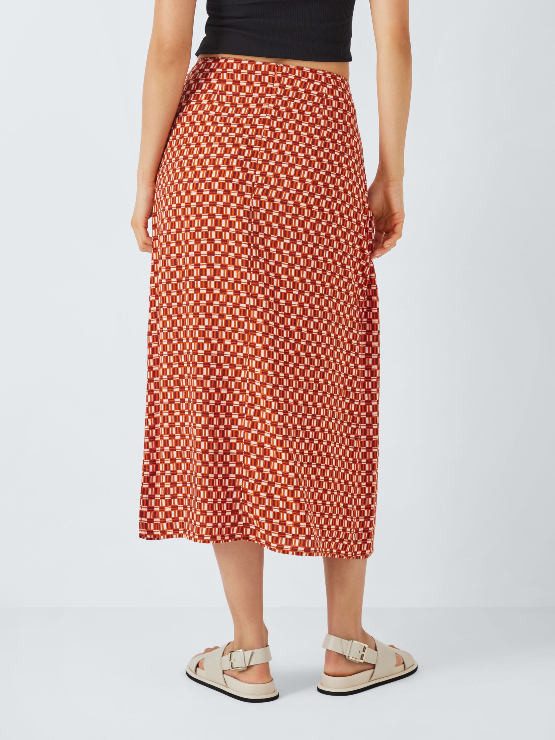 John Lewis ANYDAY Geometric Sarong Skirt, Orange, 8