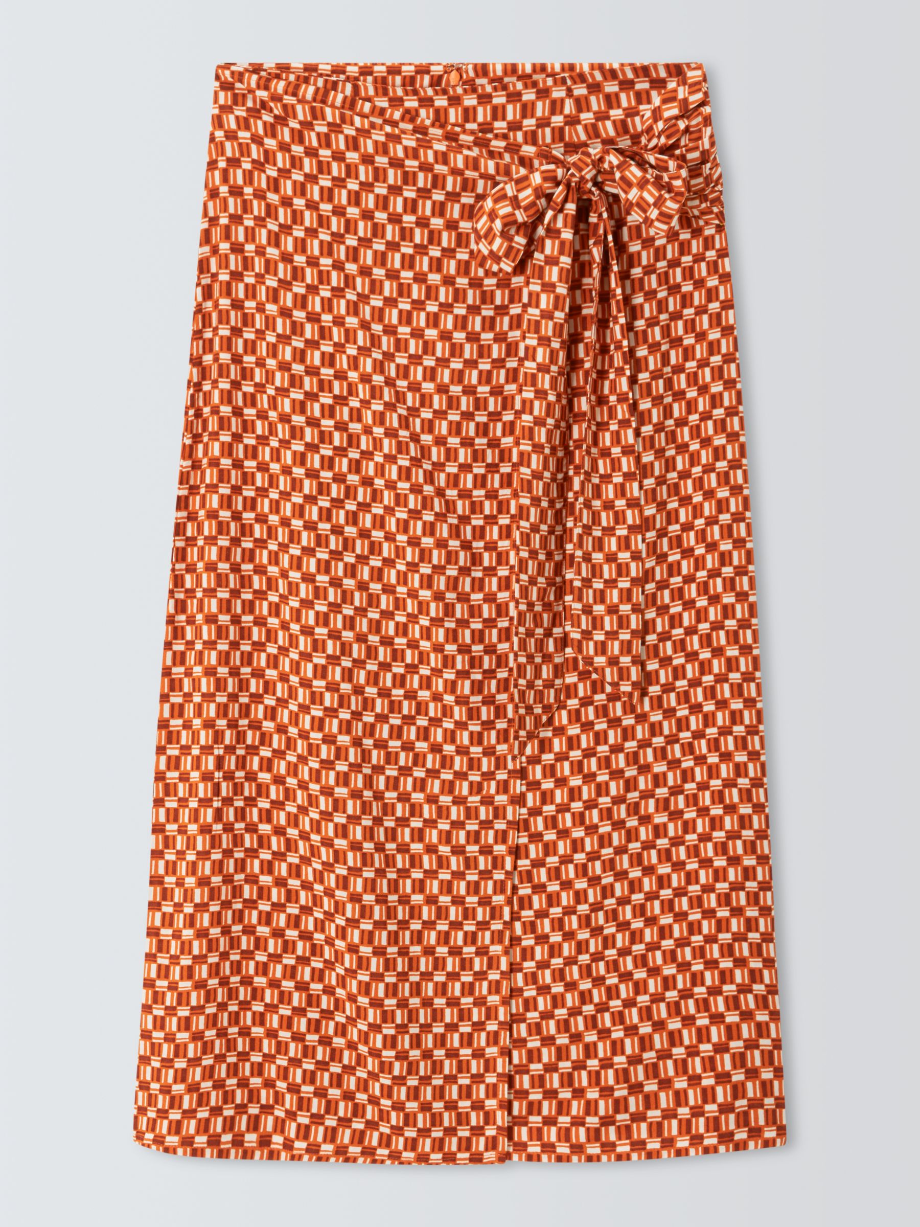 John Lewis ANYDAY Geometric Sarong Skirt, Orange, 8