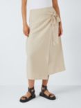John Lewis ANYDAY Tie Waist Linen Blend Sarong Skirt, Oatmeal