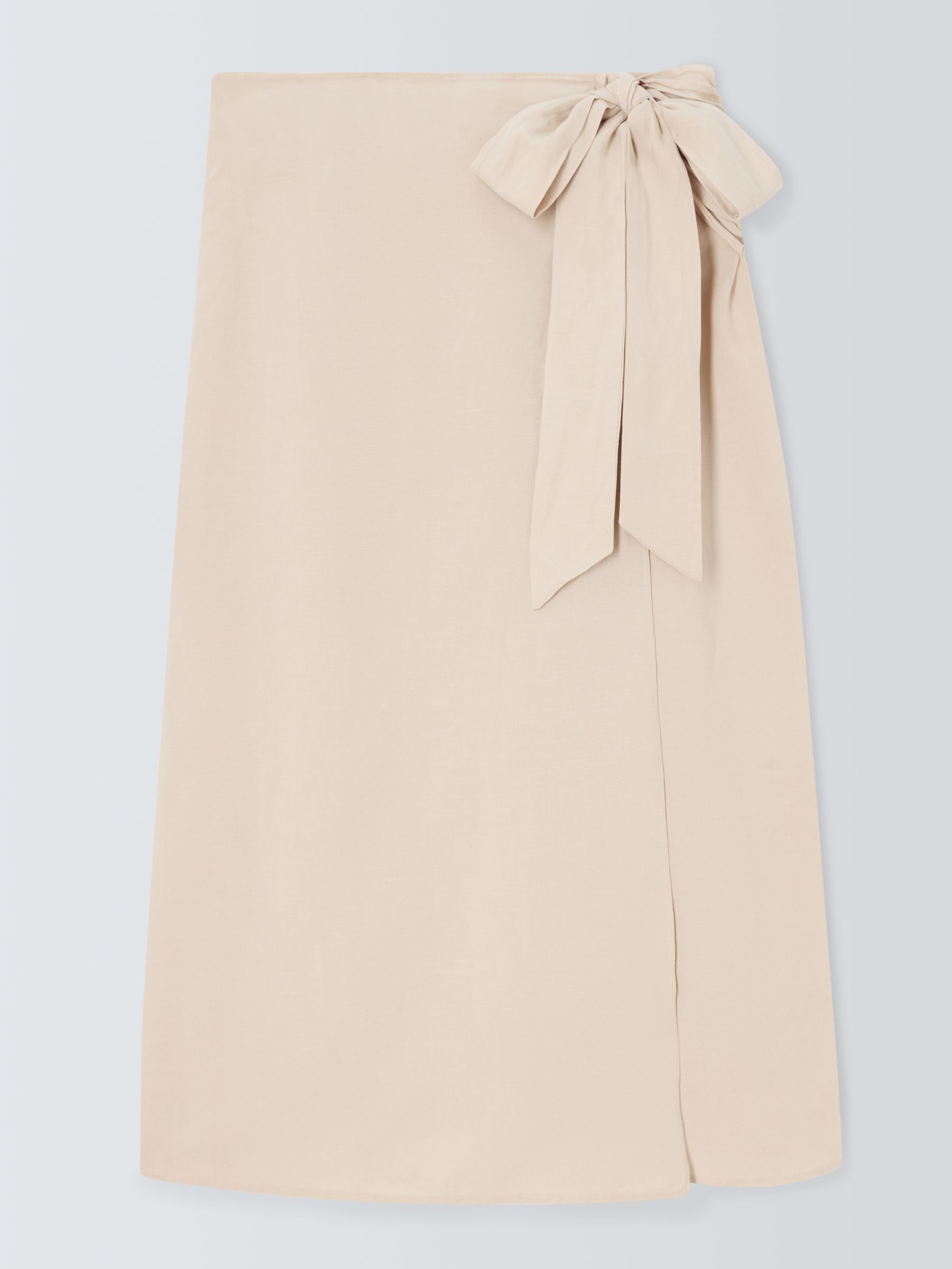 John Lewis ANYDAY Tie Waist Linen Blend Sarong Skirt, Oatmeal, 16