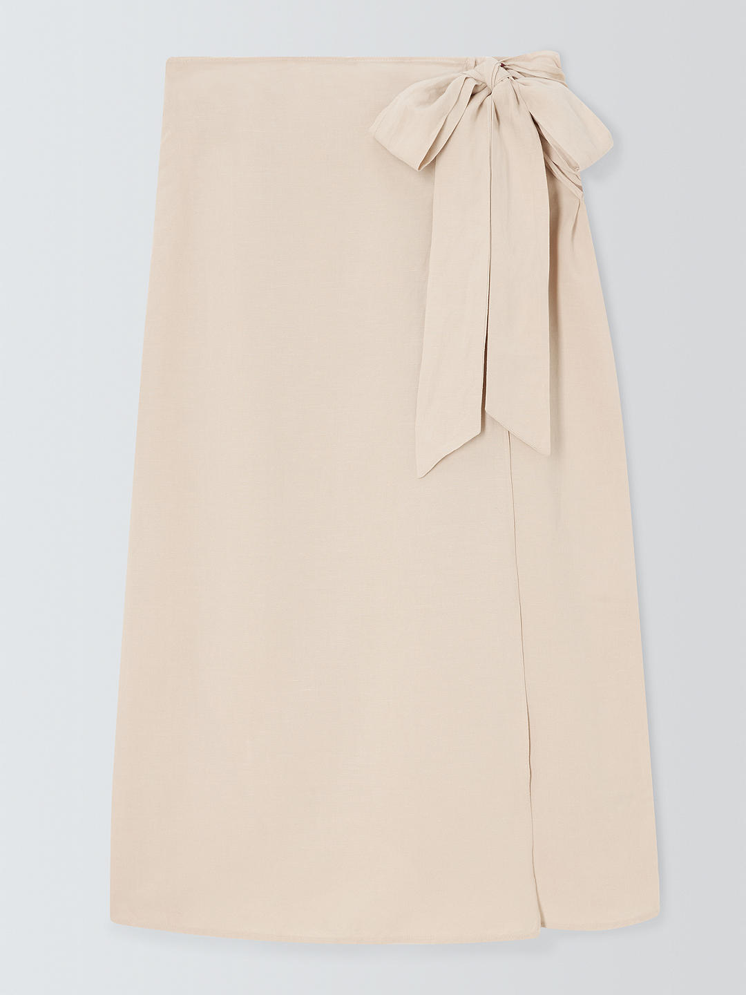 John Lewis ANYDAY Tie Waist Linen Blend Sarong Skirt, Oatmeal