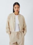 John Lewis ANYDAY Linen Blend Bomber Jacket, Oatmeal