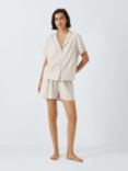 John Lewis Shirt Short Linen Blend Pyjama Set, Oatmeal