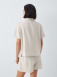 John Lewis Shirt Short Linen Blend Pyjama Set, Oatmeal