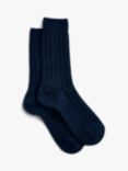 HUSH Murica Cashmere Blend Ribbed Socks, Navy
