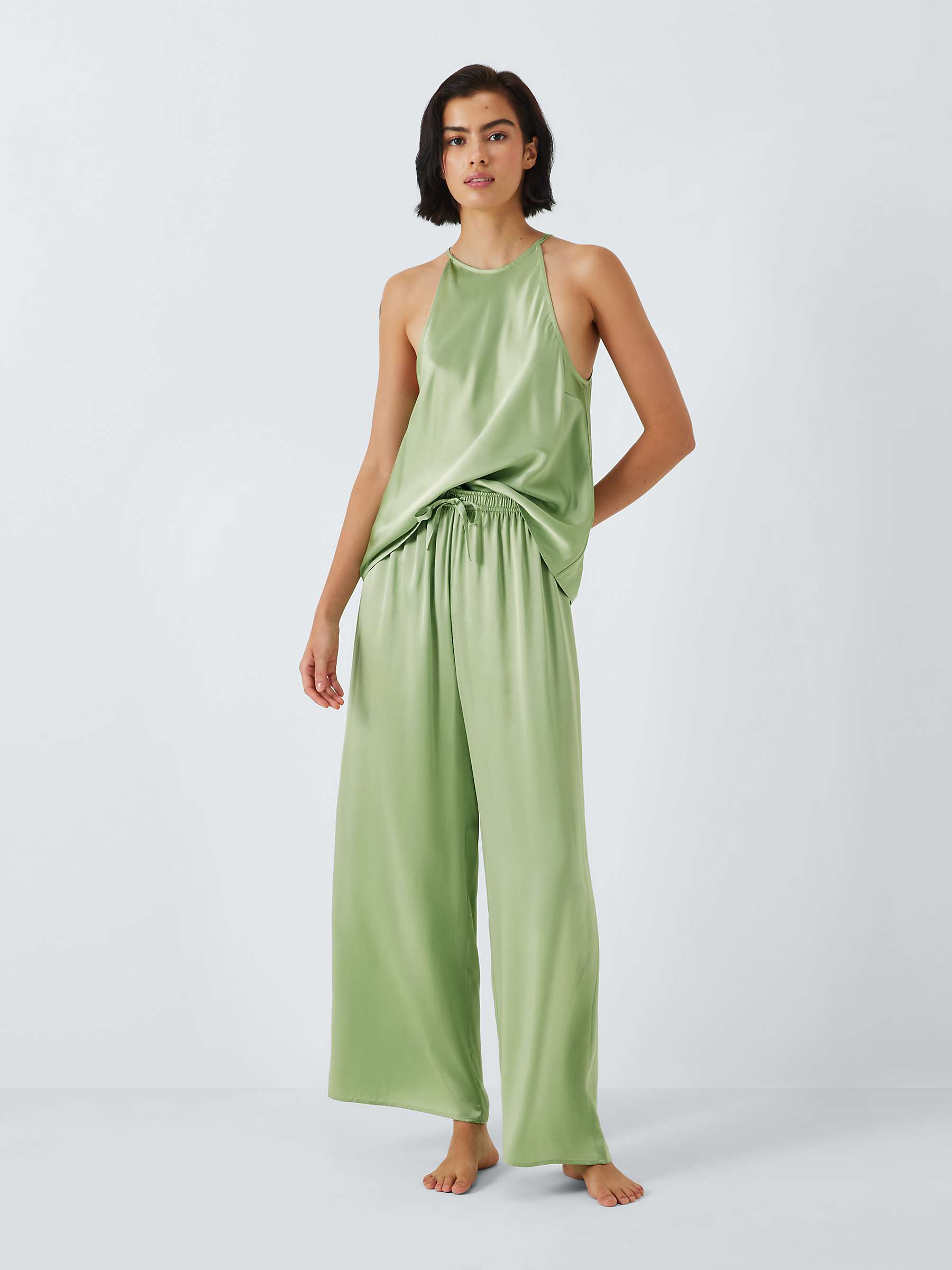 Buy John Lewis Halterneck Camisole Long Silk Pyjama Set, Basil Online at johnlewis.com