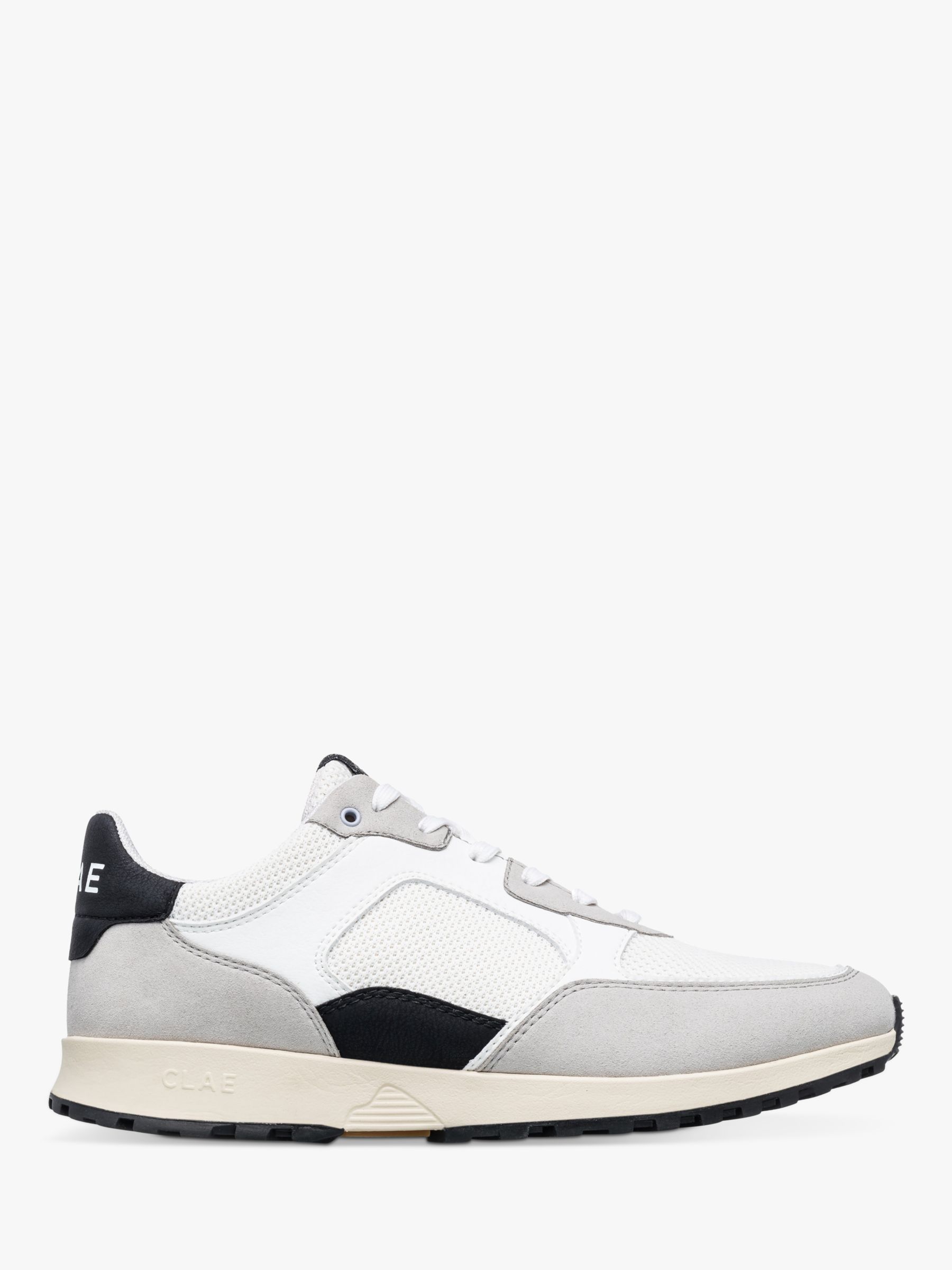 CLAE Joshua Lace Up Trainers, Microchip White/Black at John Lewis ...