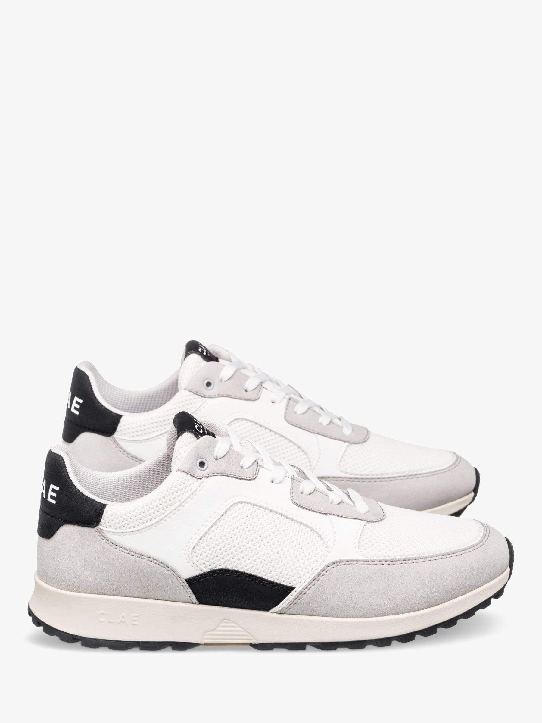 CLAE Joshua Lace Up Trainers, Microchip White/Black at John Lewis ...
