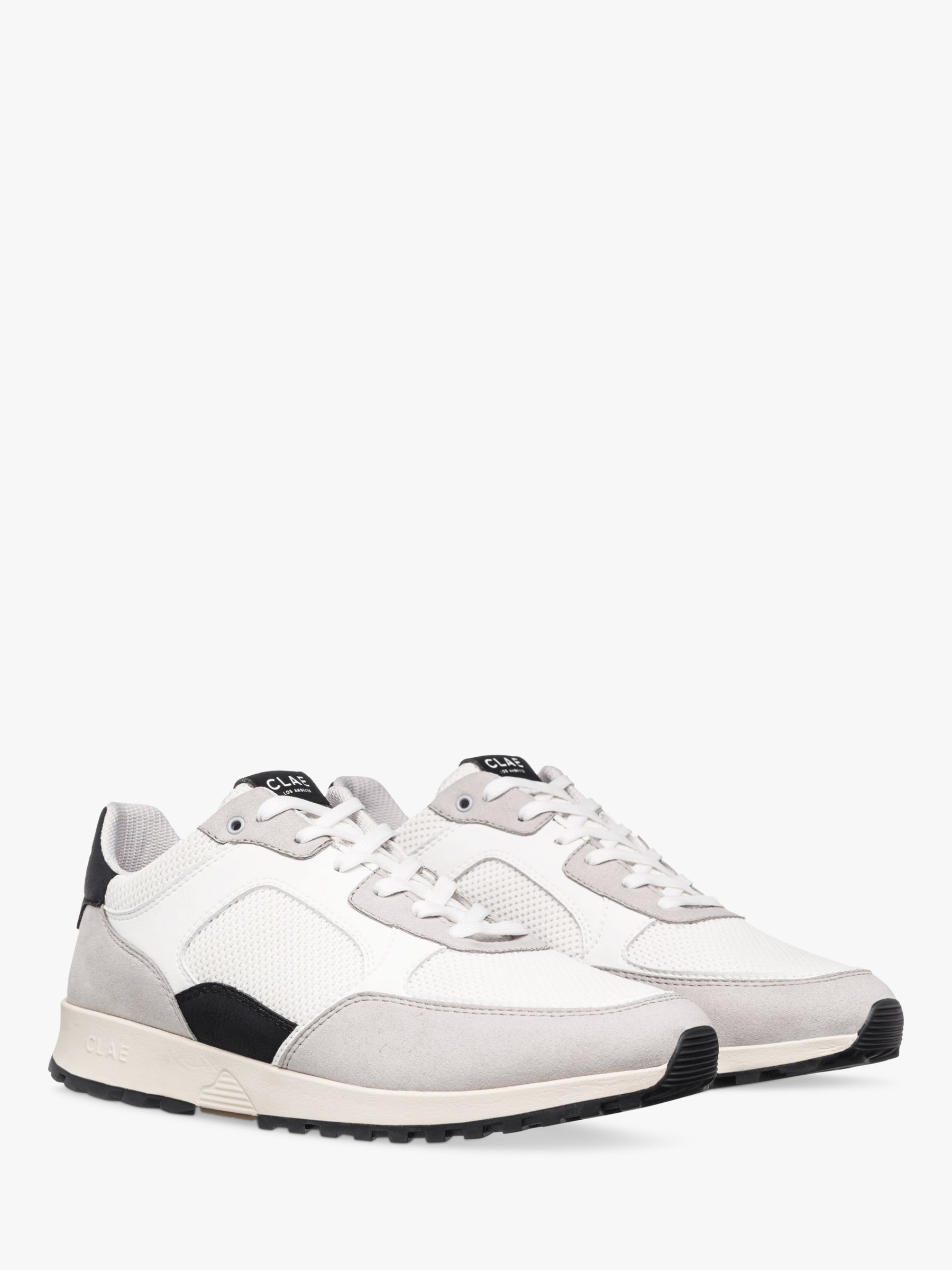 CLAE Joshua Lace Up Trainers, Microchip White/Black at John Lewis ...