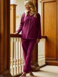 British Boxers Herringbone Brushed Cotton Pyjama Set, Cahors Damson