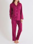 British Boxers Herringbone Brushed Cotton Pyjama Set, Cahors Damson