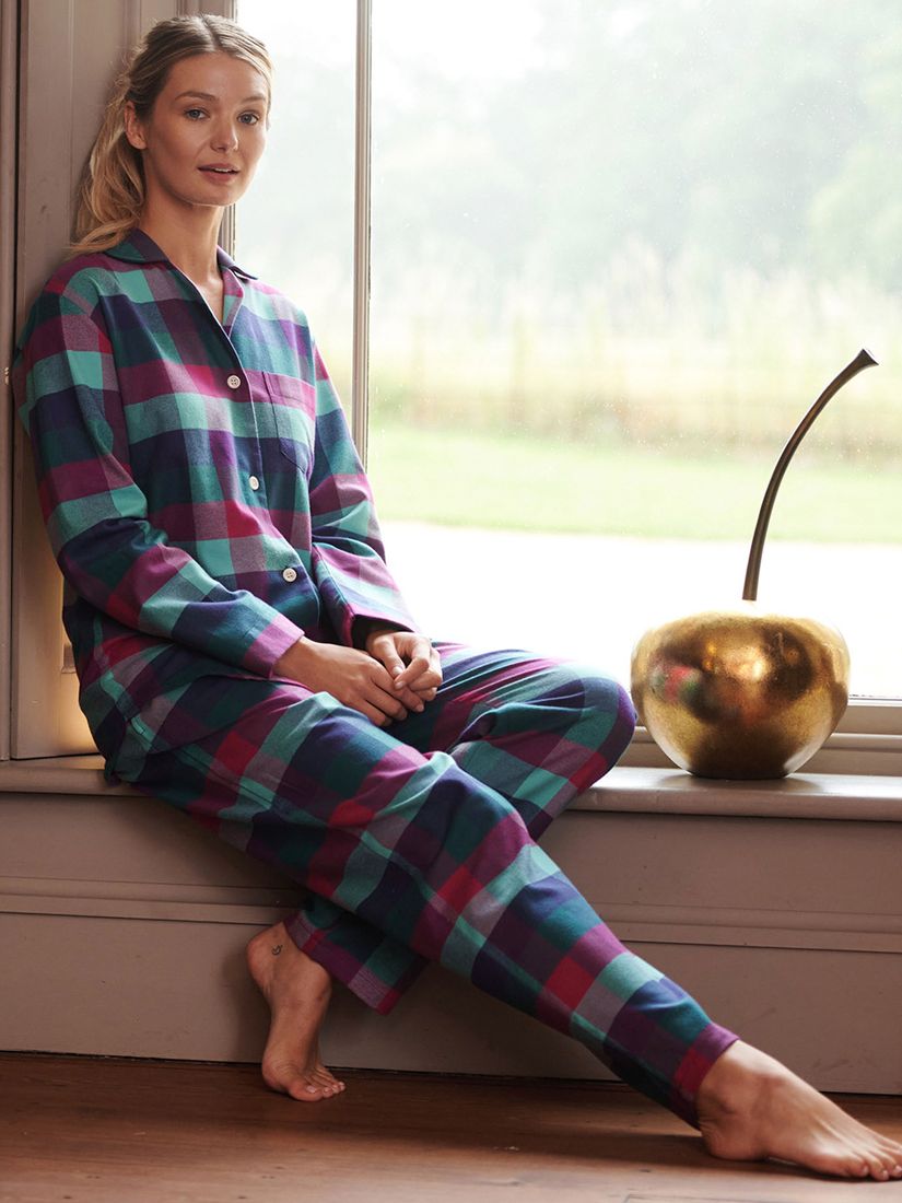 Women's Coral Shire Square Brushed Cotton Pyjama Set By BRITISH