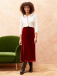 Brora Silk Crepe De Chine Embroidered Blouse, Ivory/Red, Ivory/Red