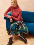 Brora Graphic Floral Print Silk Midi Wrap Skirt, Multi