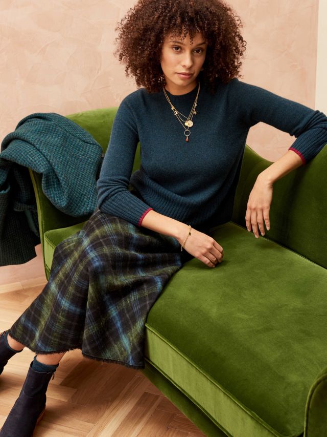 Green plaid clearance midi skirt