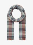 Brora Chartouche Check Cashmere Scarf, Verdigris/Ember