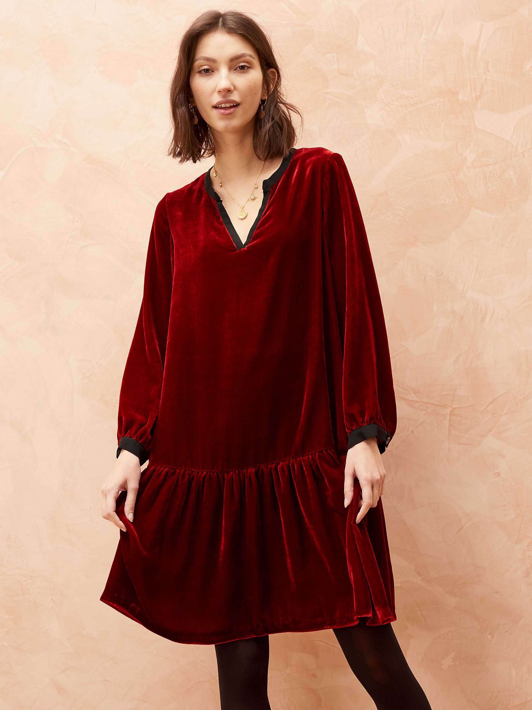 Buy Brora Silk Blend Velvet Tiered Tunic Dress Online at johnlewis.com