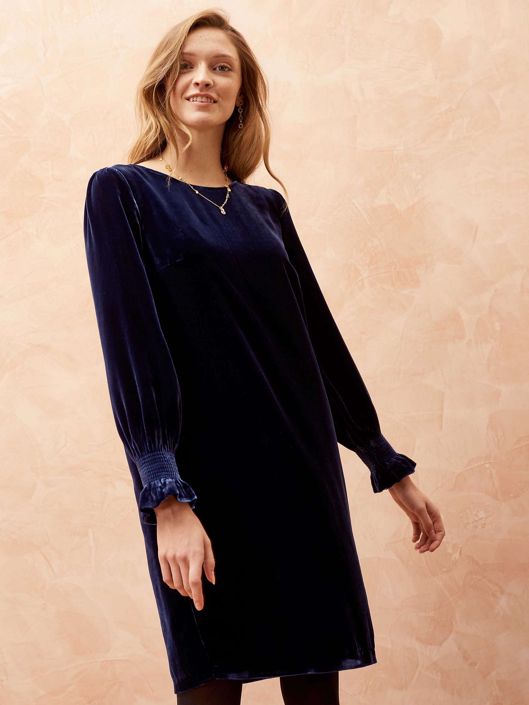 Buy Brora Silk Blend Velvet Tunic Dress, Navy Online at johnlewis.com