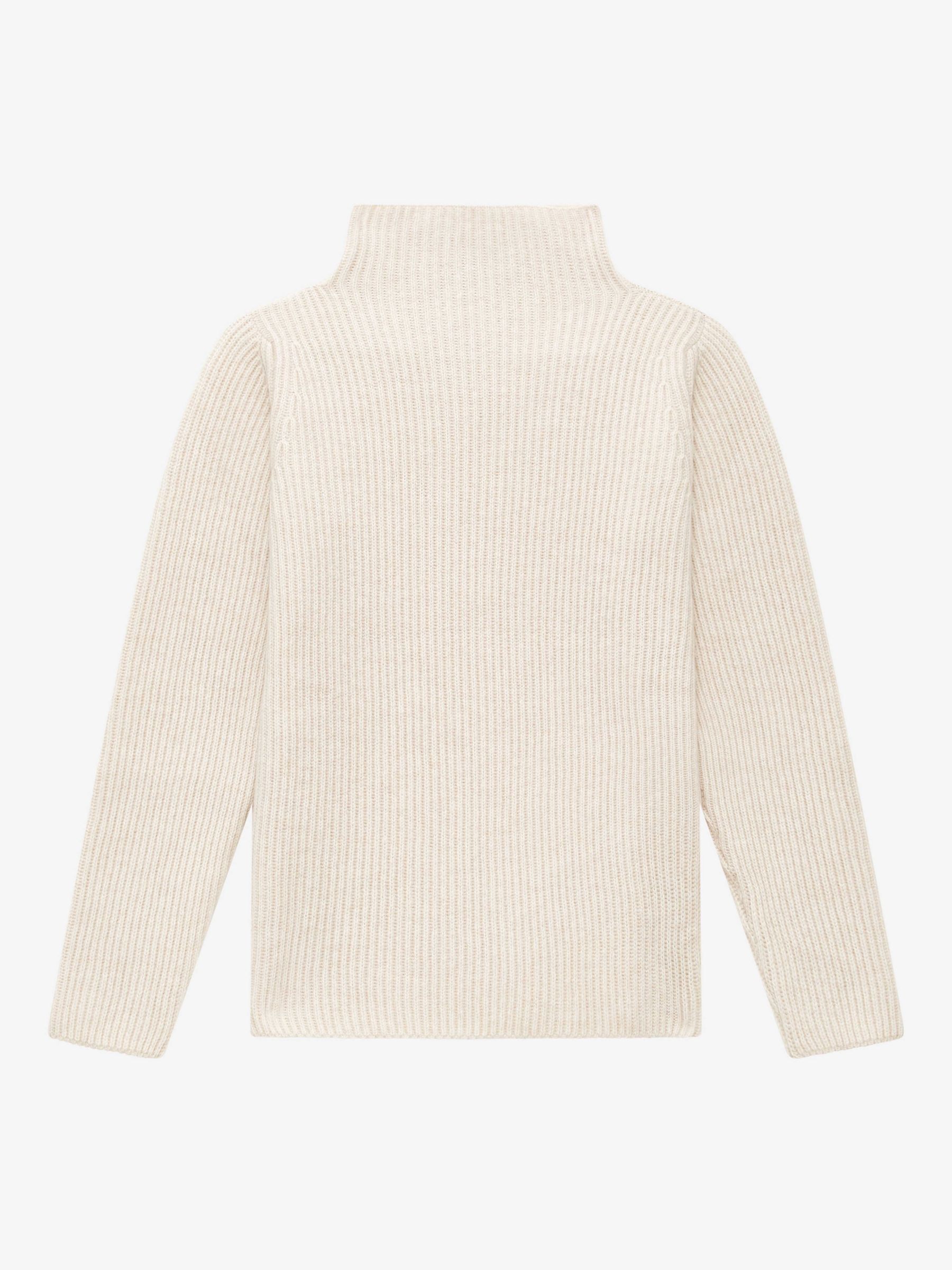 Brora Rib Cashmere Funnel Neck Jumper, Swan at John Lewis & Partners