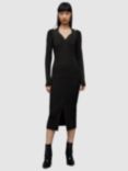 AllSaints Chara Sparkle Jersey Midi Dress, Black