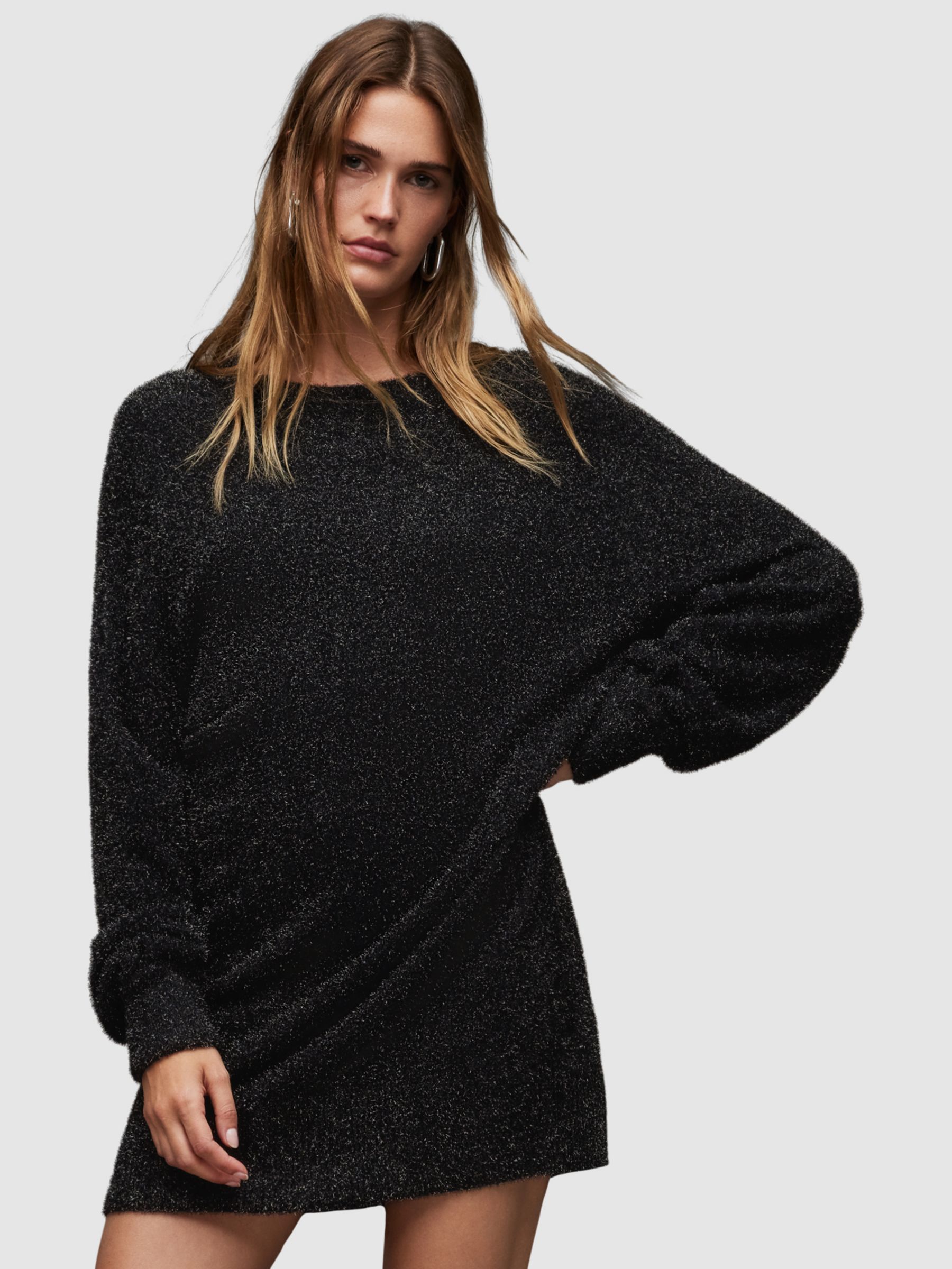 AllSaints Dazzle Jumper Dress, Black at John Lewis & Partners