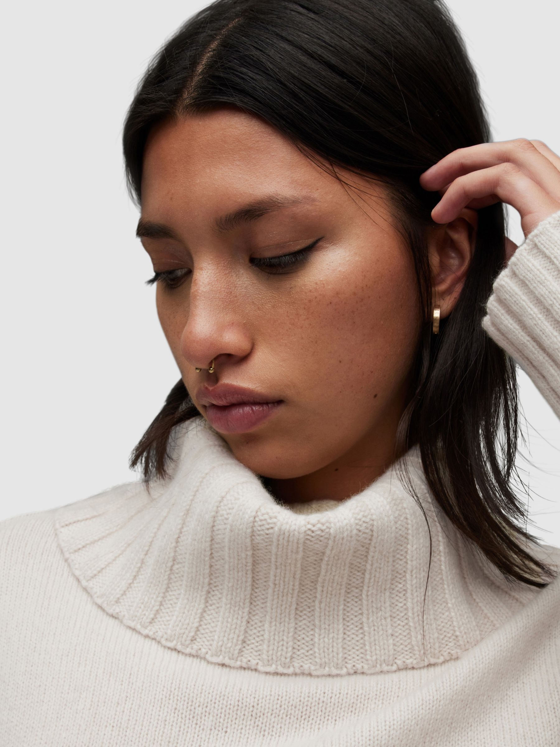 AllSaints Akira Cashmere Blend Jumper, Ivory White at John Lewis & Partners