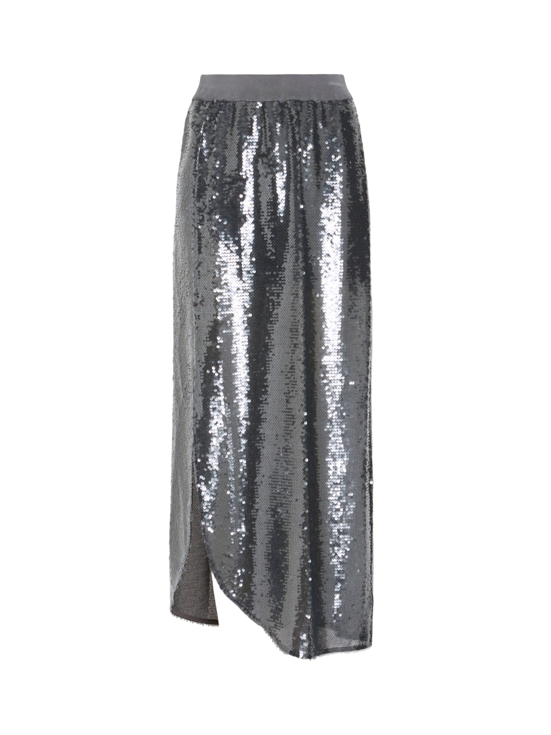 AllSaints Opal Sparkle Skirt, City Smoke Grey at John Lewis & Partners