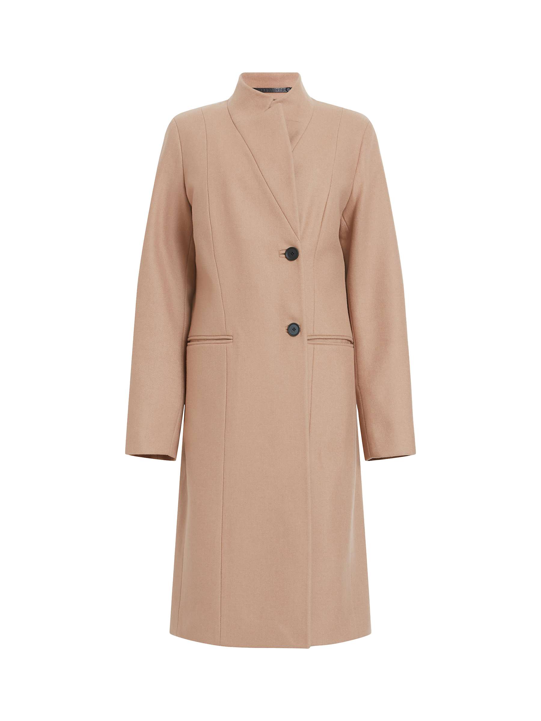 Buy AllSaints Sidney Slim Fit Wool Blend Coat, Camel Online at johnlewis.com