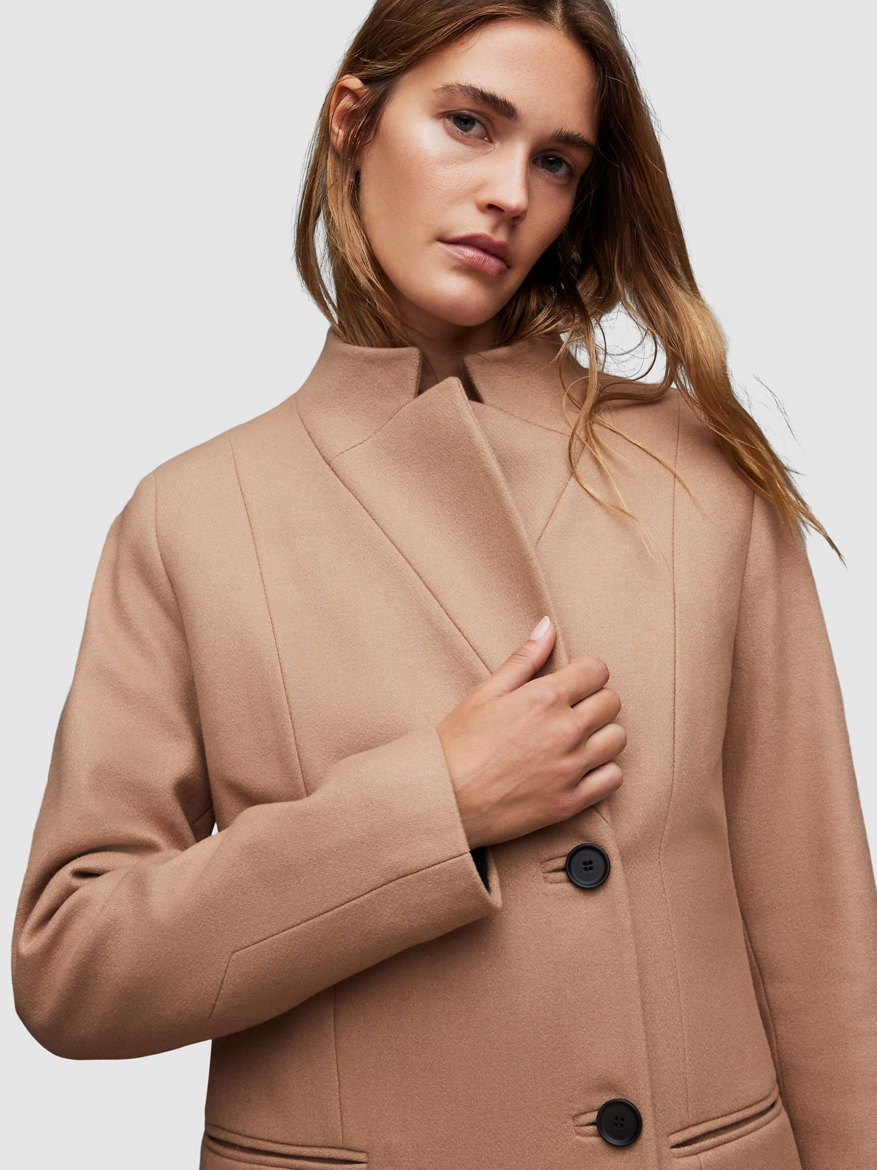 Buy AllSaints Sidney Slim Fit Wool Blend Coat, Camel Online at johnlewis.com